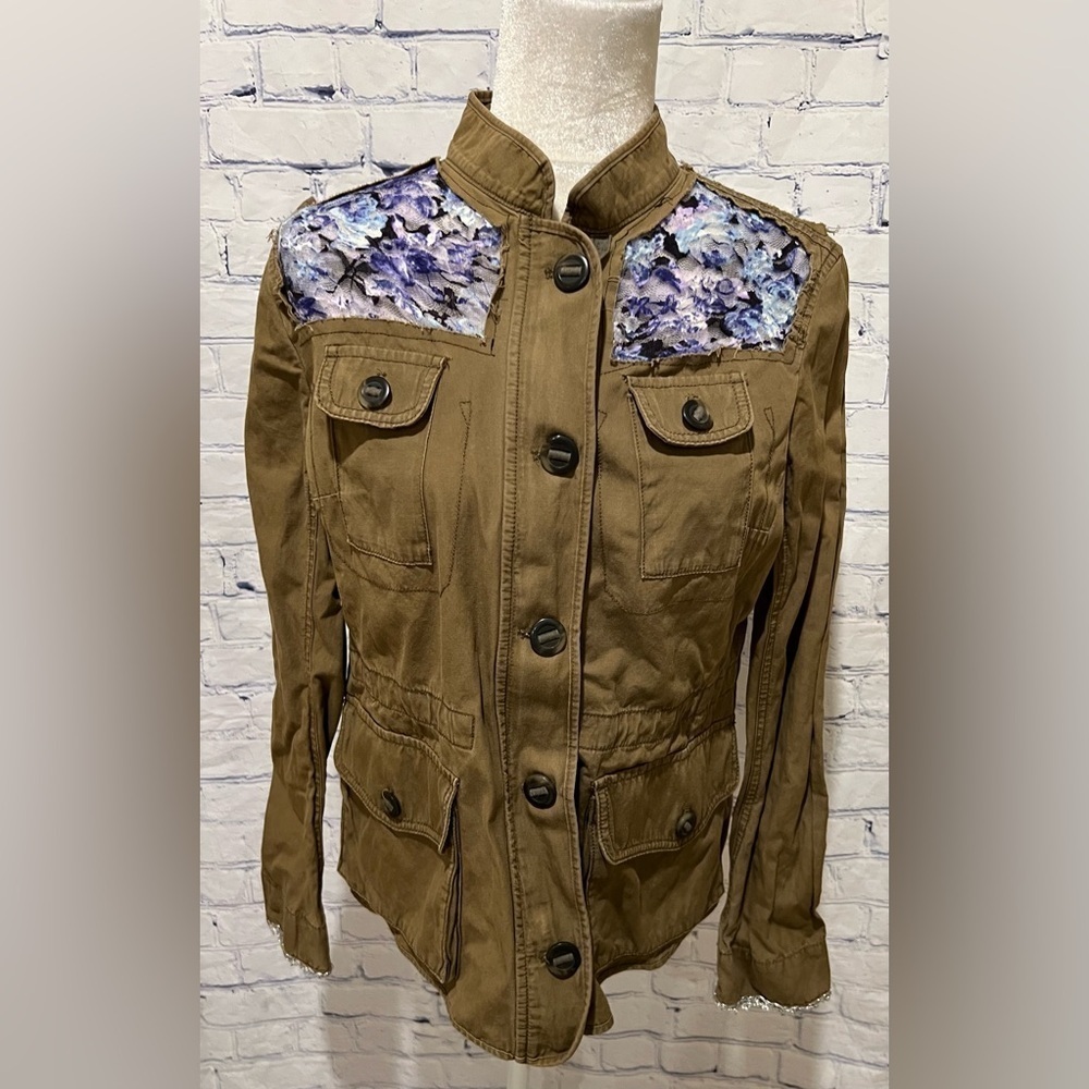 Ann Taylor Loft Military Style Jacket With Lace Accents Size Medium